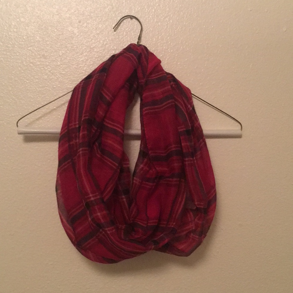 Red plaid infinity scarf